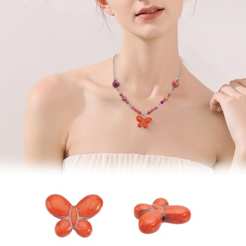 SUNNYCLUE 1 Box 35Pcs Turquoise Butterfly Beads Synthetic Gemstone Beads Bulk Random Mixed Colorful Dyed Stone Butterflies Shaped Loose Spacer Strand for Jewelry Making Bracelet DIY Craft Supplies