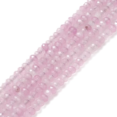 115pcs Natural Jade Disk Stone Beads 4x2mm Rondelle Faceted Dyed Stone Loose Spacer Beads for Jewelry Making Design Bracelet Necklace Keychain Phone Chain Lanyard Ornament, Flamingo - color: Flamingo