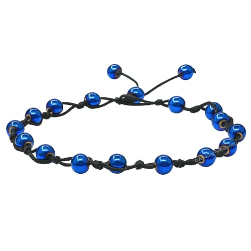 Amazing Gemstone Crystal Anklet Ankle Bracelets for Women - Waterproof Beaded Healing Crystal Anklets, Plus Size Chakra Gemstone Bead Anklet - color: Blue Hematite, style: Hand Knotted