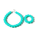Colorful Chunky Beaded Necklace for Women Acrylic Bead Choker Necklaces Fashion Large Round Beads Necklaces for Women Handmade Summer Jewelry - color: Cyan bracelet + necklace