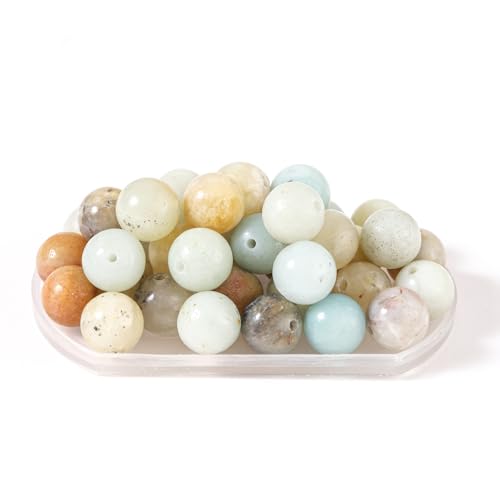 100Pcs Natural Stone 6mm Amazonite Round Loose Gemstone Energy Healing Beads Hole Size 1mm DIY Smooth Beads for Bracelet Necklace Earrings Jewelry Making - color: Amazonite, size: 6mm