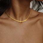 CHESKY Gold Necklace for Women-14K Plated/S925 sterling silver Snake Chain Necklace Dainty Simple Chunky Herringbone Necklace Gold Choker Necklaces Jewelry for Women Mothers Day Gifts for Mom - color: gold, style: 5mm 14 inch snake