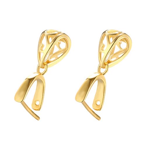 2pcs 925 Sterling Silver Pendant Bail Connector Clasp Charms for Necklace DIY Jewelry Craft Making Accessories (Gold color) - color: Gold color, size: 16mm