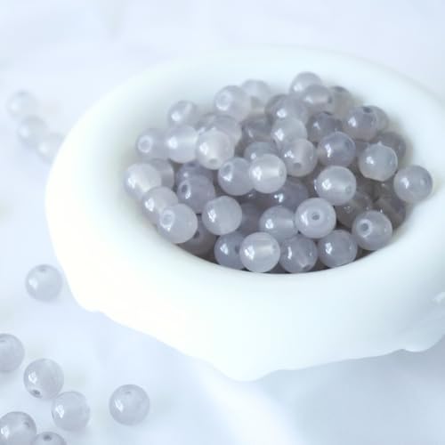 Jabrand 145pcs Glass Beads, 8mm Glass Beads for Barcelet and Jewelry Making DIY Crafts (Gray) - color: Gray