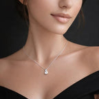 Mariell Cubic Zirconia Crystal Pendant Necklace for Women, 2 Carat 8mm CZ, for Brides, Wedding, Mother's Day Jewelry Gift - color: Silver
