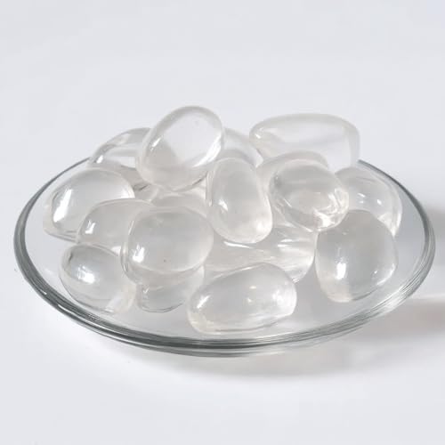 Polished Stone Set Clear Quartz Crystals, 0.8" Handpicked Tumbled Gemstones Rocks, Pebbles for Reiki, Chakra, Healing, Home Decor - color: Clear Quartz, size: 0.8"