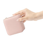 VLANDO Small Faux Leather Travel Jewelry Box Organizer Display Storage Case for Rings Earrings Necklace, Pink - color: MI. Pink