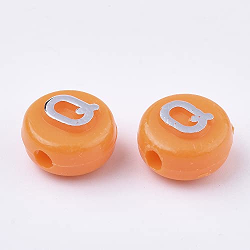 BEEFLYING 632Pcs 10MM Plating Opaque Acrylic Alphabet Beads Acrylic Letter Beads Flat Round Disc Loose Spacer Beads for Jewelry Bracelet Necklace Earring Making DIY Crafts, Dark Orange - color: Dark Orange