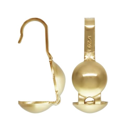 10pcs Adabele Real 1/20 14K Gold Filled Clamshell Calotte Bead Tip End Cap Knot Cover Terminators Open Hook for DIY Craft Jewelry Making JK4-B1 - color: 14K Gold Filled, size: 9mm (0.35 inch) - 10pcs