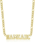 GoldChic JEWELRY Name Necklace Personalized for Men, Womens Custom Name Plate Chain, Stainless Steel Customized Old English Nameplate Choker with Curb Chains Custom, 16 inches to 30 inches - color: Figaro Chain 6 mm - Gold
