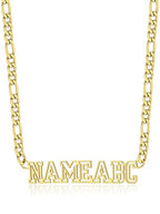 GoldChic JEWELRY Name Necklace Personalized for Men, Womens Custom Name Plate Chain, Stainless Steel Customized Old English Nameplate Choker with Curb Chains Custom, 16 inches to 30 inches - color: Figaro Chain 6 mm - Gold