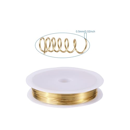 1 Roll 20.34 Feet(6.2m) 24 Gauge Round Copper Jewelry Bendable Wire Long-Lasting Plated Jewelry Wire Soft Artistic Wires Copper Metal Beading for Jewelry Making Crafts,Light Gold - color: 24 Gauge,Light Gold