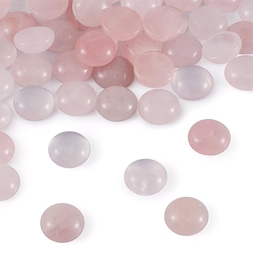 50Pcs 12mm Half Round Gemstone Cabochons Rose Quartz Dome Beads Flat Back Stone Cabochons No Hole Healing Power Stone Chakra Crystal Beads for Jewelry Making - color: Rose Quartz, size: 12mm