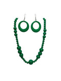 KZL Colorful Round Acrylic Beaded Jewelry Set for Women, Retro 80s Neon Dangle Earrings & Chunky Beaded Necklace, Costume Party Festival Accessories - color: Green