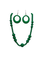 KZL Colorful Round Acrylic Beaded Jewelry Set for Women, Retro 80s Neon Dangle Earrings & Chunky Beaded Necklace, Costume Party Festival Accessories - color: Green