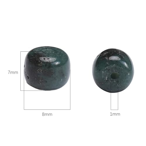 BEADIA Natural Indian Agate Flat Cut Round Drum Stone 8mmx7mm Loose Semi Gemstone Beads for Jewelry Making 38cm - color: Indian Agate