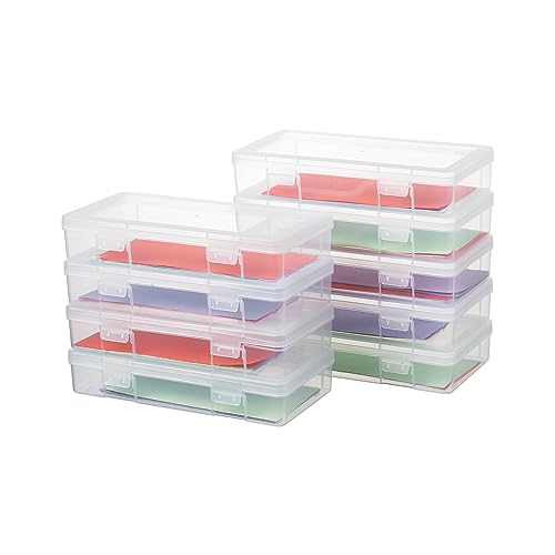 novelinks Plastic Clear Storage Containers for Organizing, Craft Storage Organizers and Stackable Storage Bins with Lids for Pencil Box, Bead, Cookie Cutter, Board Game (9 Pack Medium) - color: 9 Pack Medium -Clear