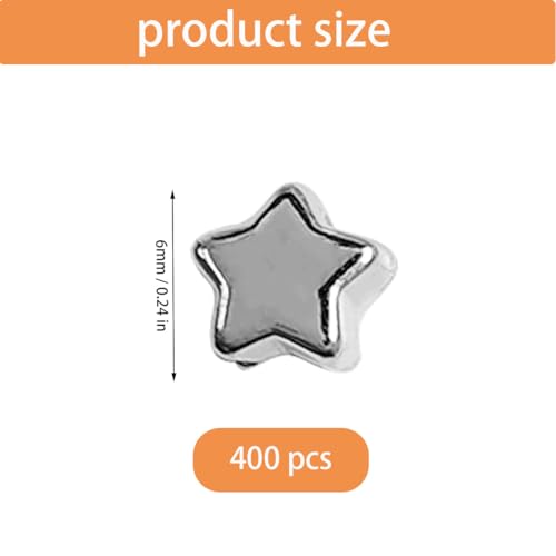 400 Pieces Star Shape Spacer Beads, 6mm Large Hole Loose Beads Accessories for Jewelry Making (Silver) - color: Silver