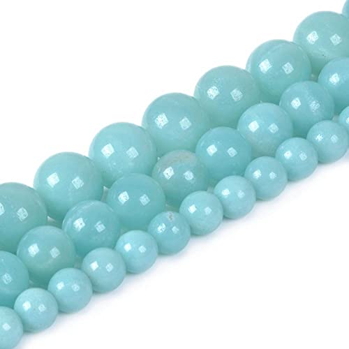 Natural AA Blue Amazonite 6mm Gemstone Round Loose Beads Strand for DIY Bracelet Necklace Jewelry Making Bead - color: AA Blue Amazonite, size: 6mm