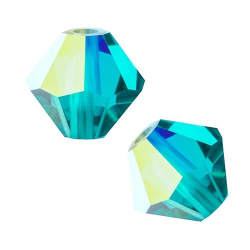 100pcs Authentic Preciosa 3mm (0.12 Inch) Small Faceted Bicone Crystal Loose Beads Blue Zircon AB Compatible with Swarovski Elements Crystals for Jewelry Making Pre-B366 - color: Blue Zircon AB, size: 3mm (0.12 Inch) - 100pcs