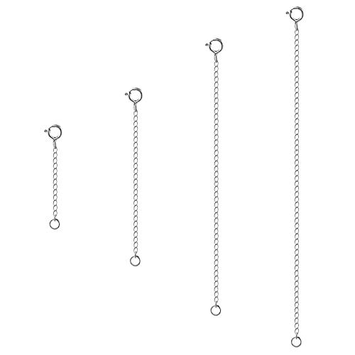 Necklace Extender, 4Pcs 925 Sterling Silver Necklace Extenders Chain Bracelet Anklet Extension for Women Multiple Necklaces Jewelry (1”, 2”, 3”, 4”) - color: Silvery