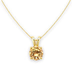 Mariell Cubic Zirconia Crystal Pendant Necklace for Women, 2 Carat 8mm CZ, for Brides, Wedding, Mother's Day Jewelry Gift - color: Champagne