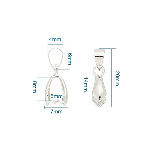 Fashewelry 200pcs Brass Pendant Pinch Bails Silver 8x5mm Inner Diameter Dangle Charm Clasp Clip for Top Drilled Bead Necklace Earring Jewelry Making Pin:0.9MM - color: Silver
