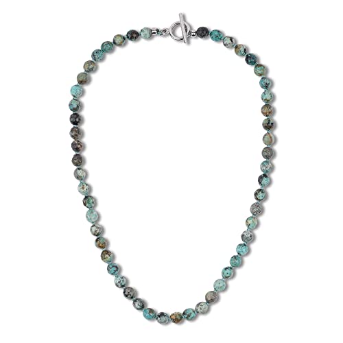 GAVU Hand-knotted Men's Beaded Necklace, Crystal Necklace for Men - color: African Turquoise, size: 24"