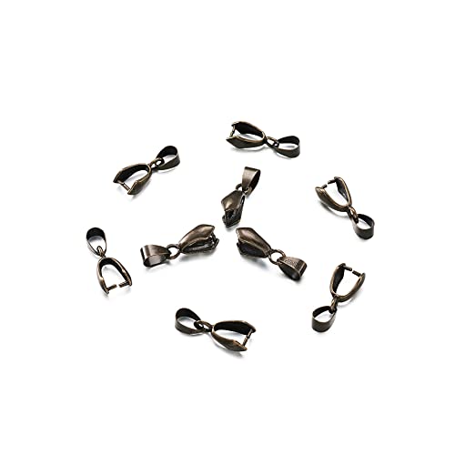 Fashewelry 200pcs Brass Pendant Pinch Bails Red Copper 8x5mm Inner Diameter Dangle Charm Clasp Clip for Top Drilled Bead Necklace Earring Jewelry Making Pin:0.9MM - color: Antique Bronze