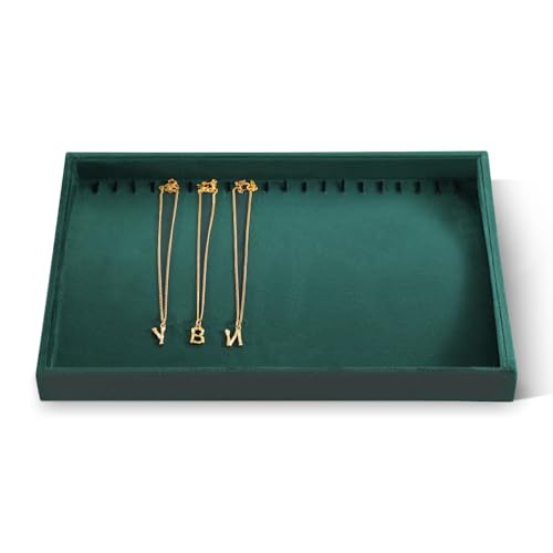Necklace Storage Tray, Velvet Bracelet Display, Premium Jewelry Organizers,Luxury Bracelet Organizer,Green Necklace Display - color: Olive-green, size: Necklace Tray