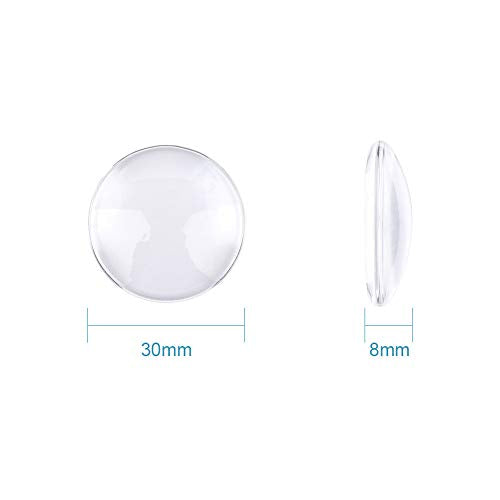 Craftdady 100Pcs Transparent Glass Cabochons 29.5-30mm Clear Glass Flat Back Dome Tile Half Round Covers for Photo Pendant Jewelry Making - color: Transparent Clear, size: 30mm Round