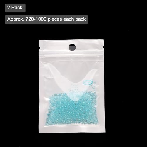 Iridescent Glass Tiny Bubble Beads, 0.4-3mm 20g No Hole Micro Mini Round Lake Blue Water Droplets Beads - Applications: for Resin Filler, Nail Art, Dollhouse Bath Tub, 2-Pieces - color: Lake Blue, size: φ0.4-3mm