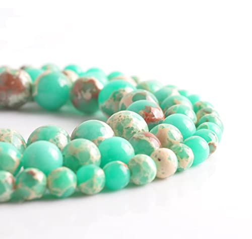 46pcs Green Imperial Jasper Beads for Jewelry Making 8mm Round Stone Beads with Snake Skin - color: Green Imperial Jasper, size: 8mm