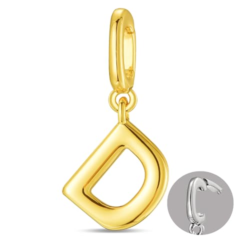 OVRUNS Initial Charm for Women,Letter Bracelet Necklace Charms Alphabet Pendant Charms With Clasp - color: Gold, style: Letter D