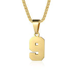 Number Necklaces Personalized Necklaces 18K Gold Plated Initial Number Pendant Stainless Steel Chain Sports Necklaces for Men Women - color: Gold, style: 9