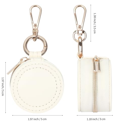 KUKUVR Jewelry Ring Holder Box with Keychain, Portable Gym Jewelry Storage Box Case, Small Travel Ring Earring Stud Necklace Storage Case (White) - color: White