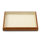 Solid Wood Flat Jewelry Tray Microfiber Necklace Bracelet Ring Earring Watch Bangle Stackable Drawer Organizer for Storage Display (Cream White) - style: 1 Grid