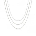 3PCS Gold Necklaces for Women,Chunky Statement Gold Plated Necklace Stack Layered Sterling Silver Herringbone Chains for Women Dainty Trendy Silver Chains Stacked Jewelry Gifts - color: silver beaded necklace set