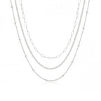 3PCS Gold Necklaces for Women,Chunky Statement Gold Plated Necklace Stack Layered Sterling Silver Herringbone Chains for Women Dainty Trendy Silver Chains Stacked Jewelry Gifts - color: silver beaded necklace set