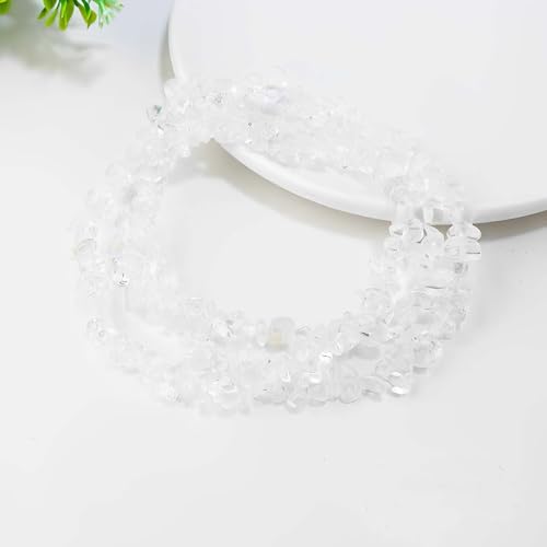 200pcs Natural Chip Stone Beads Gemstone Healing Crystal Loose Rocks Bead Irregular Glass Seed Charm Beads Drilled DIY for Jewelry Bracelet Necklace Earrings Making Crafting Supplies (White, 5-8mm) - color: white