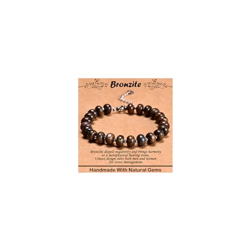 Natural Healing Gemstone Bracelet Handmade Yoga Stretch Elastic Bracelet Stress Relief Crystal Jewelry for Men and Women - color: Bronzite (Release Pressure), size: 5x8