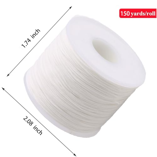 0.5mm 150Yards Nylon String Cord Braided Beading Thread for DIY Crafts Friendship Bracelets Pendant Chinese Lucky Knotting Macrame Necklaces,Jewelry Making (White) - color: White, size: 0.5MM