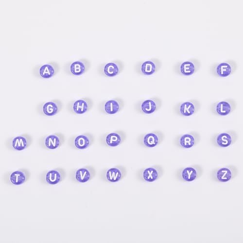 Ornaland 1480Pcs Letter Beads for Jewelry Making Bulk 7X4MM Small Acrylic Round Alphabet Beads for Earrings Necklaces Bracelets DIY Supplies(Light Purple) - color: Light Purple