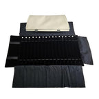 Portable Jewelry Roll Untangled Secure Necklace Travel Storage Bag Displays Holder 16 Chain (Gray PU and Black Velvet) - color: Gray PU and Black Velvet