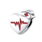S925 Bead Dangle Charms for Bracelets Necklaces, Compatible with Pandora - style: Nurse Heart Charm Heartbeating