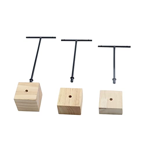 3pcs Black Metal T-Bar Wood Jewlery Display Stand with Square Wooden Base Earring Jewelry Hanging Holder