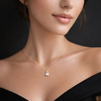Mariell Cubic Zirconia Crystal Pendant Necklace for Women, 2 Carat 8mm CZ, for Brides, Wedding, Mother's Day Jewelry Gift - color: Gold