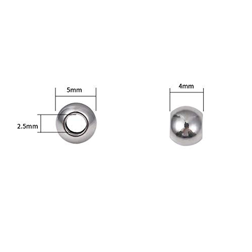 BEADIA Stainless Steel Spacer Beads 5x4mm Round Loose Charm Caps Beads for DIY Jewelry Making 100pcs with 2.5mm Hole - color: 5x4mm 2.5mm