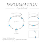 HPQQ Anklet Bracelet for Women 925 Sterling Silver Natural Stone Chain Bead Ankle Bracelet Beach Summer Fine Jewelry Mothers Day Birthday Gifts for Women Mom Wife - color: Bracelet-7"-9"-Turquoise
