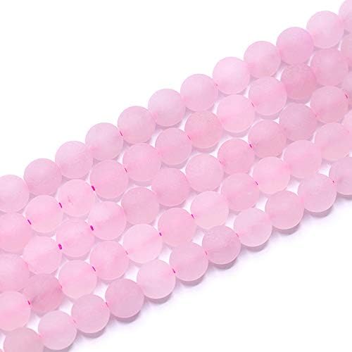 Natural Gemstone Loose Beads Matte Approxi 15.5 inch DIY Bracelet Necklace for Jewelry Making (8mm, Matte Rose Quartz) - color: Matte Rose Quartz, size: 8mm